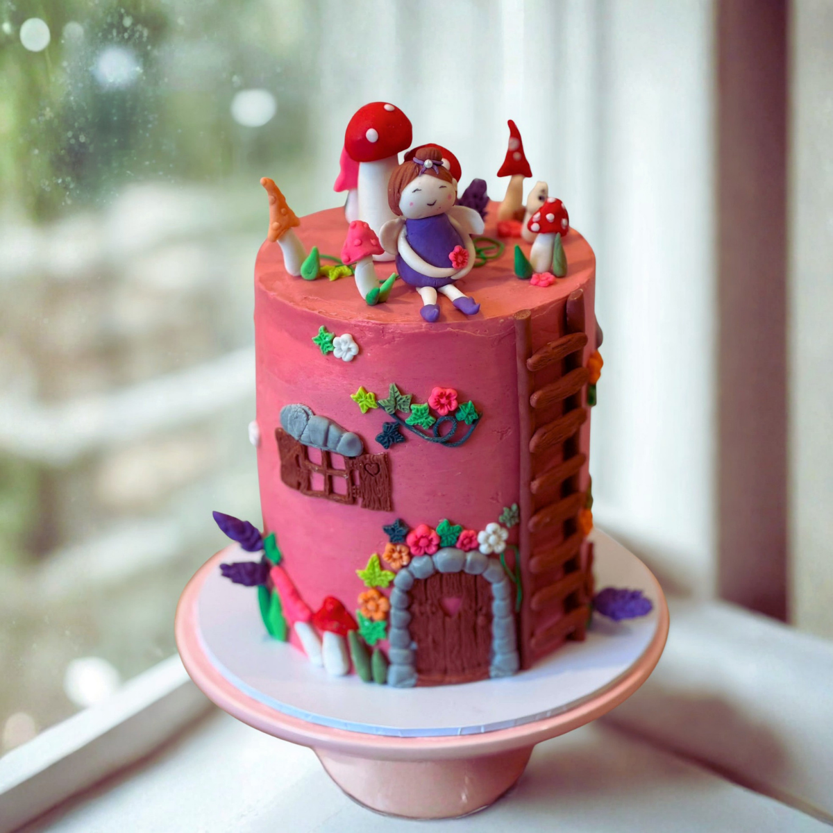 Custom fairy house themed celebration cake